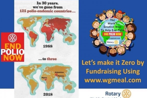 GÜNEY ROTARY, WGM; DÜNYANIN EN BÜYÜK YEMEĞİ İLE POLIO YA 200 USD BAĞIŞLADIK
