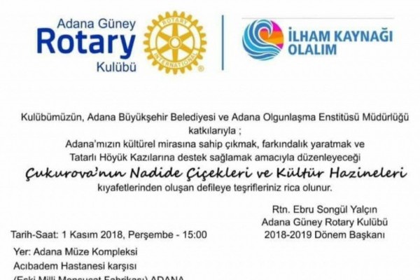 1 KASIM 2018 DE YENİ ADANA MÜZESİNDE ÇUKUROVA'NIN NADİDE ÇİÇEKLERİ DEFİLESİNİ GERÇEKLEŞTİRECEĞİZ.