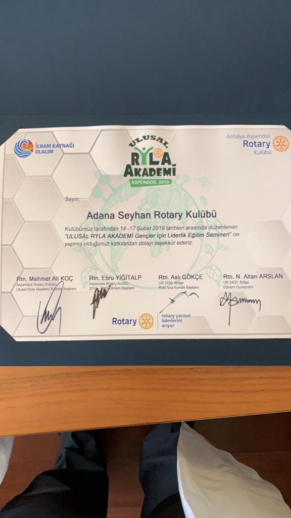 RYLA Akademi'ye Destek Olduk-Adana Seyhan Rotary Kulübü