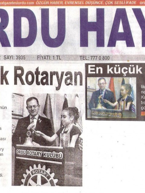 ORDU ROTARY KULÜBÜNÜN 1738. TOPLANTISININ BAŞKANI NEVA YILMAZ OLDU.