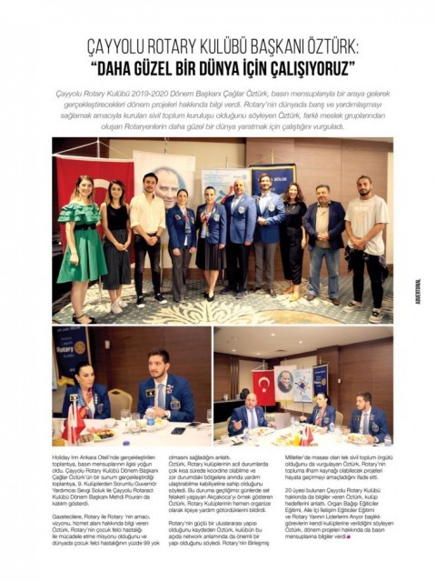 Press meeting of Rotary Club of Ankara Çayyolu is published in BOM Magazine