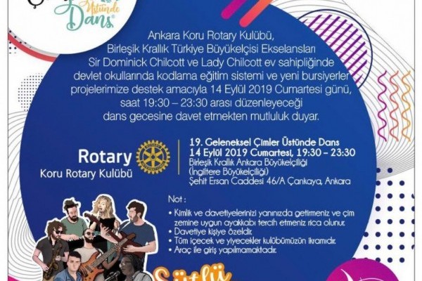 Koru Rotary  kulübü olarak  bu yıl 19.sunu gerçekleştireceğimiz '' Çimler  Üstünde  Dans etkinliğimiz''  14  eylül tarihinde İngiltere Büyükelçiliğinde yapılacak  İngiltere 