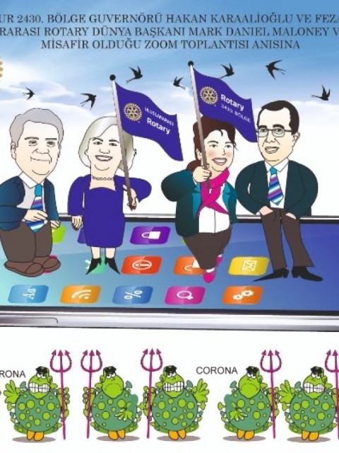 02.05.2020 Tarihinde UR 2430 Bölgemiz toplantısına UR Dünya Başkanı Mark Daniel Maloney ve değerli eşi Gay’ in misafir olarak katılımıyla ilgili olarak, Kulübümüz üyesi Rtn. Tuncay Özdemir’ in çizdiği hoşgeldiniz mesajı.