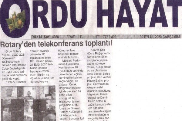 Ordu Rotary Kulübü Basında.