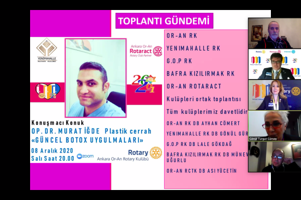 1 08.12.2020 Tarihinde  Kulübümüz; Or-An RK., G.O.P. RK.,  Bafra Kızılırmak RK. Ve Or-An Rotaract Kulüpleri ile ortak toplantıda buluştu.