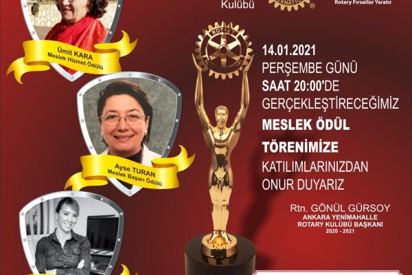 Yenimahalle Rotary Kulübü, 2020-2021 Dönem Meslek Ödülleri sahiplerini buldu. 14.01.2021 tarihinde zoom üzerinden düzenleyeceğimiz ödül törenimize tüm dostlarımızı bekliyoruz.