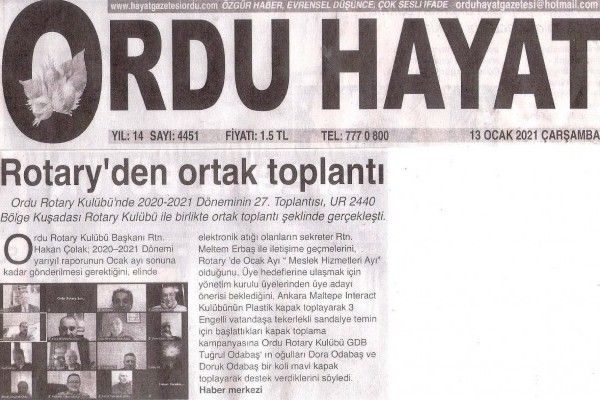 ORDU ROTARY KULÜBÜ BASIN HABERLERİ