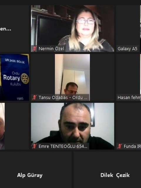 Ordu Rotary Kulübü 1827. Toplantısını Rtn. Hakan Çolak Başkanlığında online olarak gerçekleştirdi.