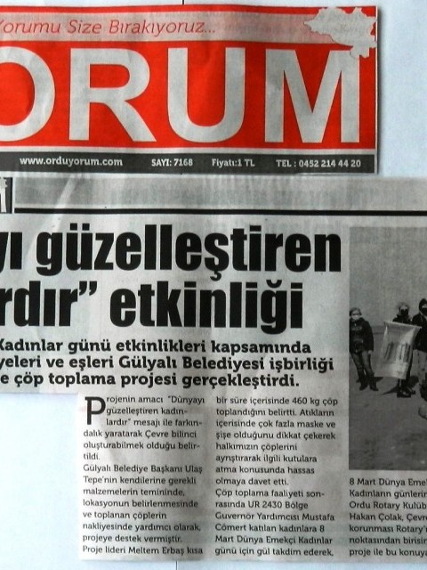 ORDU ROTARY KULÜBÜNÜN 08 MART DÜNYA KADINLAR GÜNÜ ETKİNLİĞİ İLE İLGİLİ BASIN HABERLERİ