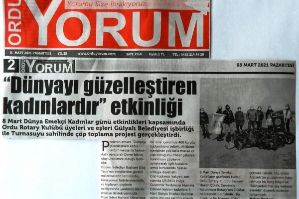 ORDU ROTARY KULÜBÜNÜN 08 MART DÜNYA KADINLAR GÜNÜ ETKİNLİĞİ İLE İLGİLİ BASIN HABERLERİ