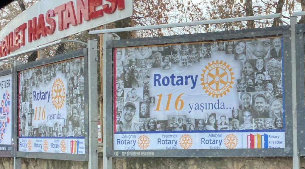 YESEMEK ROTARY KULÜBÜ TARAFINDAN ROTARY'NİN 116. YILINI KUTLAMA AFİŞLERİ