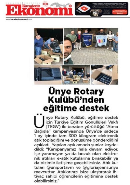 Ünye Rotary Kulubü Atma bağışla kampanyası