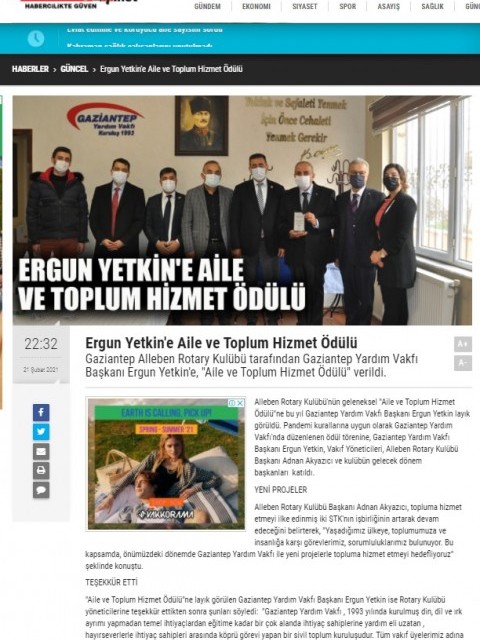 Alleben RK Aile ve Hizmet Toplum Ödülü