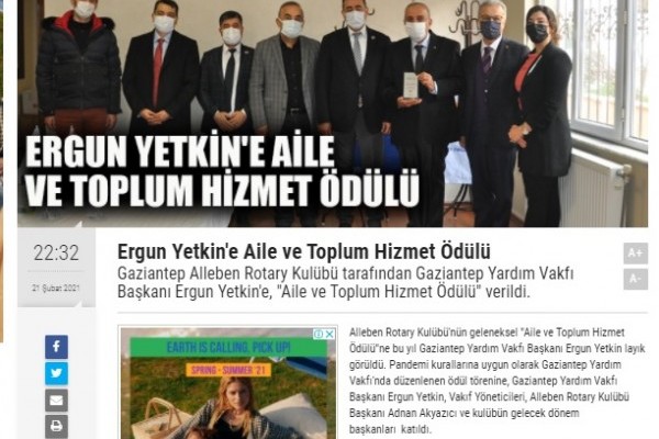 Alleben RK Aile ve Hizmet Toplum Ödülü
