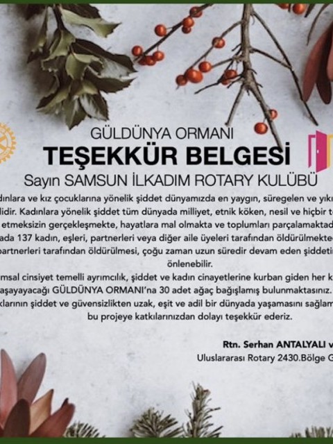 Güldünya Projesi İlkadım Rotary Kulübü