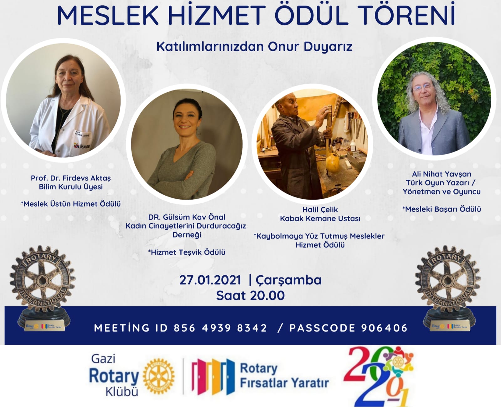 ANKARA GAZİ ROTARY KULÜBÜ - MESLEK HİZMET ÖDÜLLERİ 