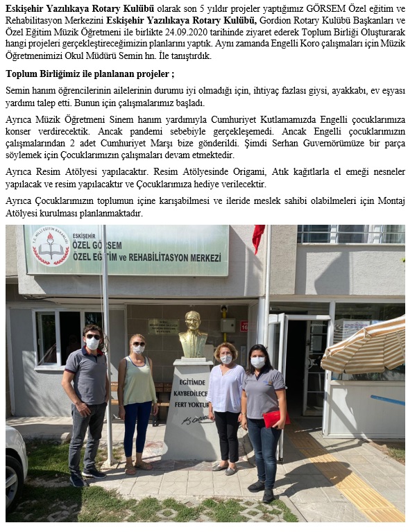 Yazılıkaya Rotary Kulübü/Toplum Birliği