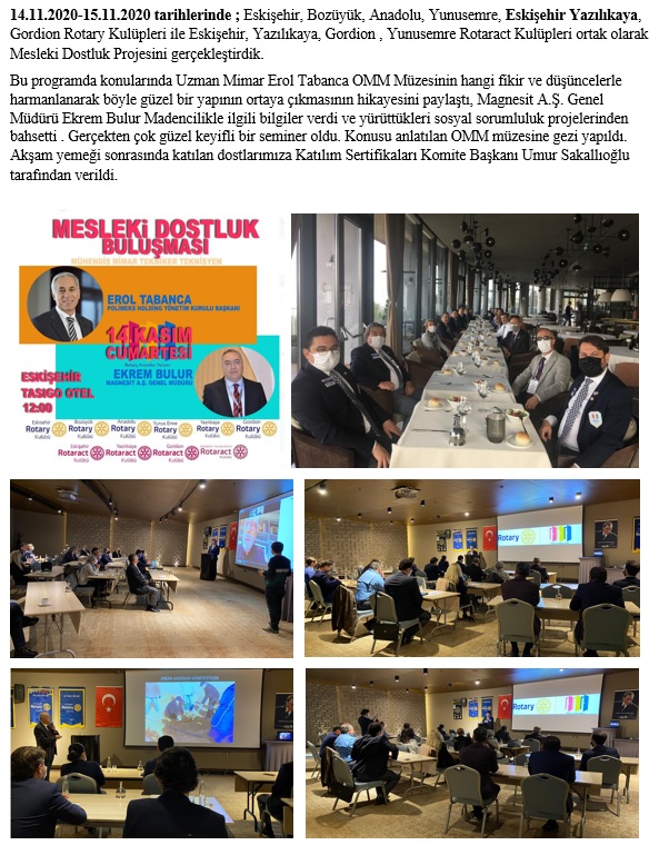 Yazılıkaya Rotary Kulübü/Mesleki Dostluk