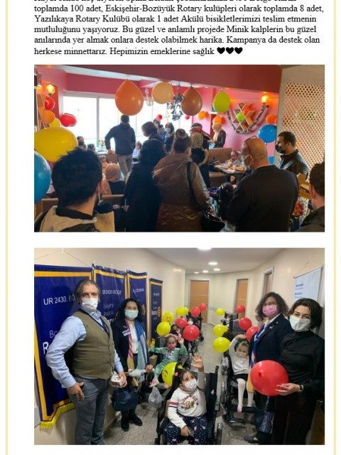 Yazılıkaya Rotary Kulübü/1 Çocuk 1 Hayat