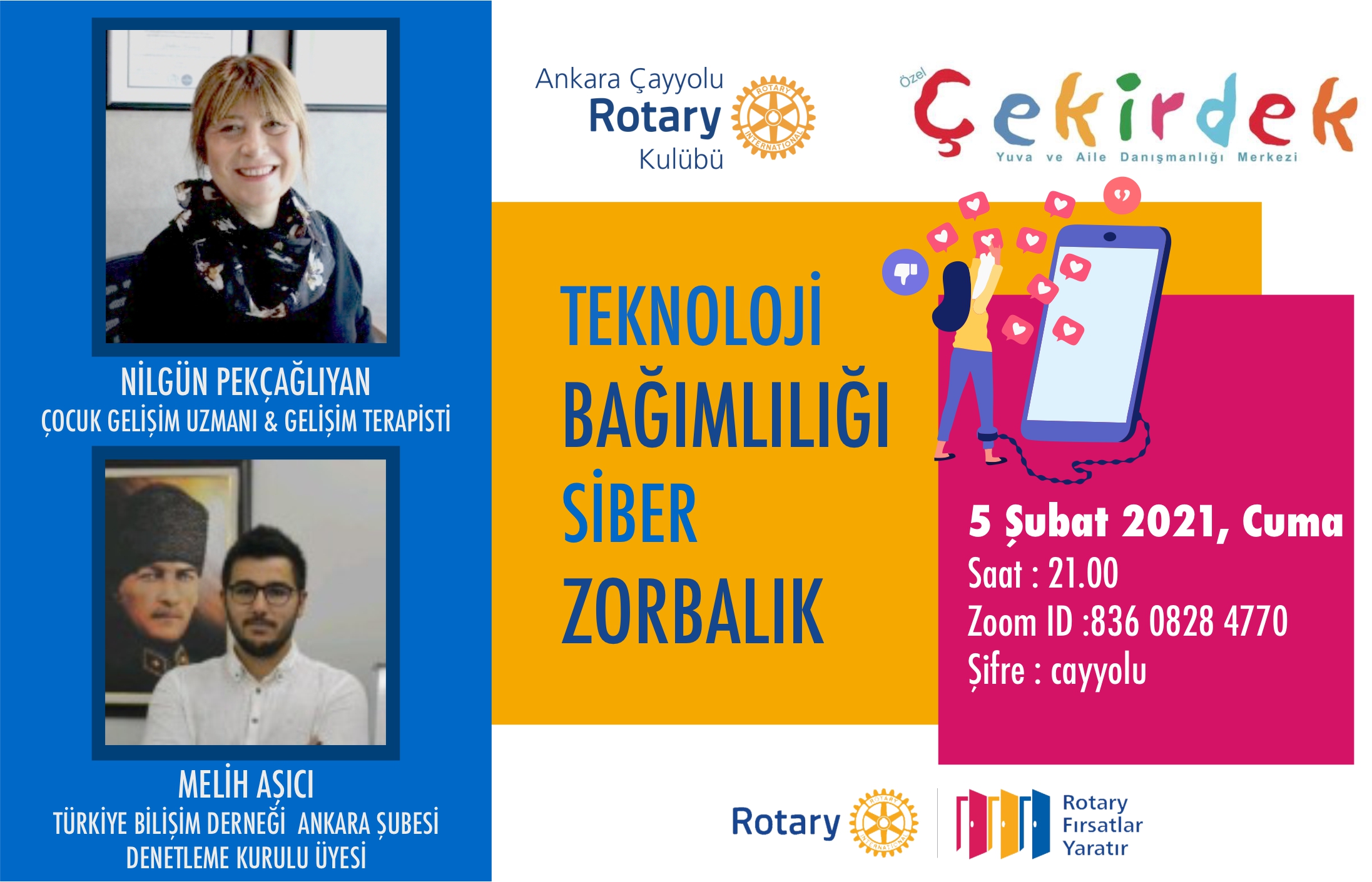 ANKARA ÇAYYOLU ROTARY KULÜBÜ ANKARA ÇEKİRDEK OKULLARI VELİLERİNE TEKNOLOJİ BAĞIMLILIĞI VE SİBER ZORBALIK SEMİNERİ