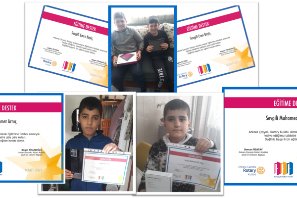 ANKARA ÇAYYOLU ROTARY KULÜBÜ EĞİTİME DESTEK KAPSAMINDA 4 ADET TABLET BAĞIŞI 