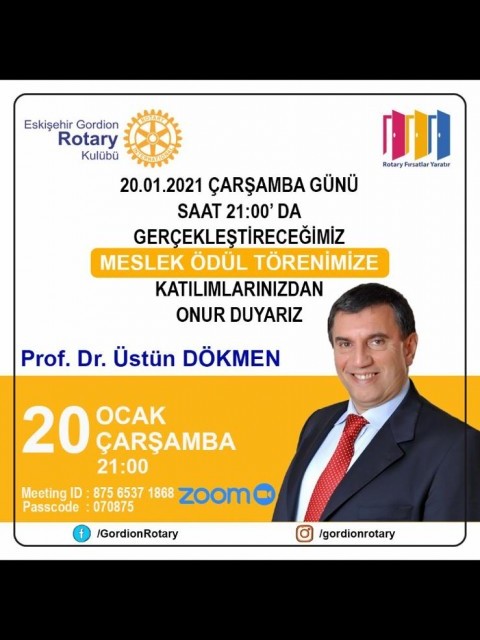 Eskişehir Gordion Rotary Kulübü Meslek Hizmet Ödül Töreni