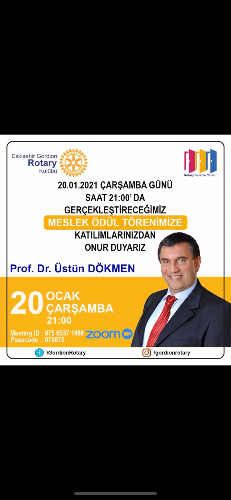 Eskişehir Gordion Rotary Kulübü Meslek Hizmet Ödül Töreni