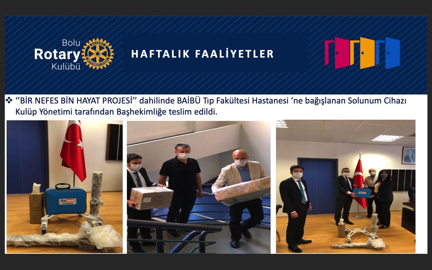 Bolu Rotary Kulübü BİR NEFES BİN HAYAT PROJESİ 10.09.2020