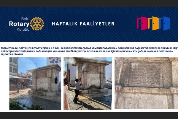 Bolu Rotary Kulübü ''Rotary Çeşmesi'' 15/09/2020