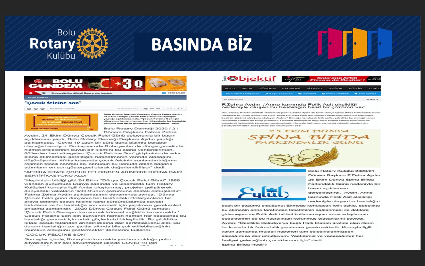 Bolu Rotary Kulübü ÇOCUK FELCİ FARKINDALIK ÇALIŞMASI 19/10/2020