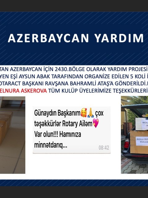 Bolu Rotary Kulübü Azerbaycan Yardım Kampanyası 19/10/2020