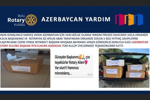 Bolu Rotary Kulübü Azerbaycan Yardım Kampanyası 19/10/2020