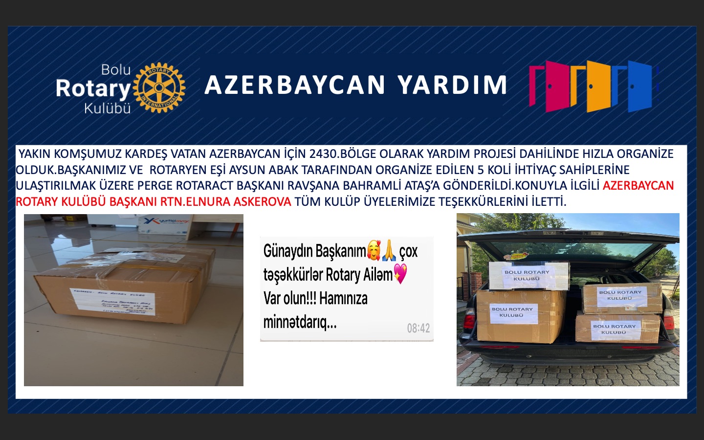 Bolu Rotary Kulübü Azerbaycan Yardım Kampanyası 19/10/2020