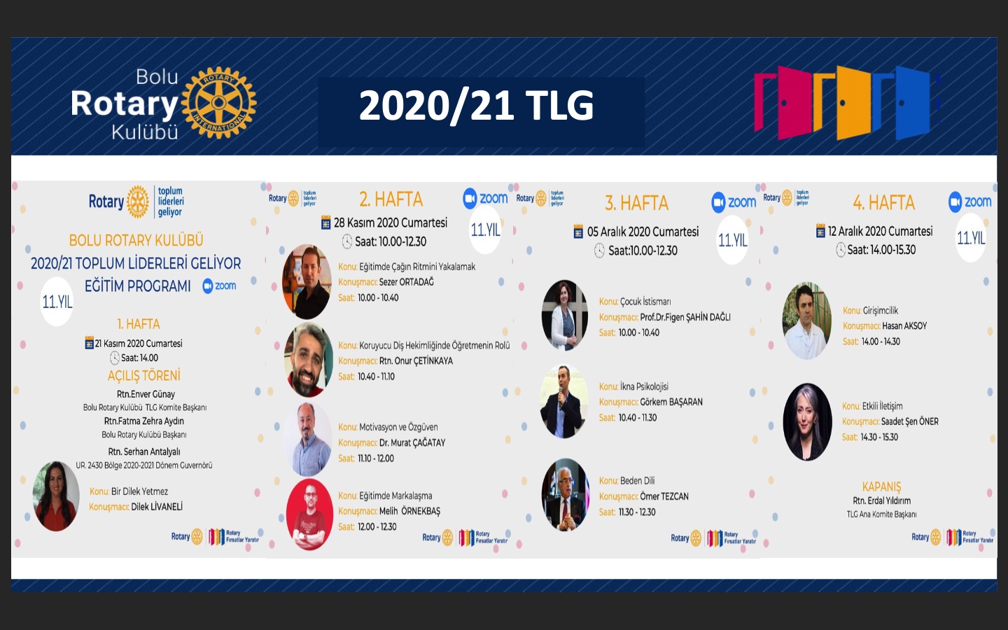 Bolu Rotary Kulübü TOPLUM LİDERLERİ GELİYOR PROJESİ BAŞLIYOR 21/10/2020