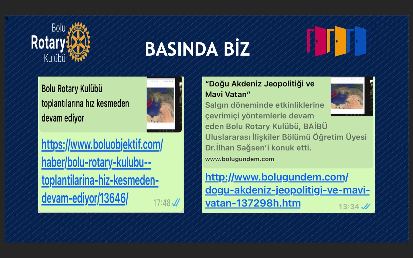 Bolu Rotary Kulübü Dönemin 38. Kulübümüzün 1848. Toplantısı 29/03/2021