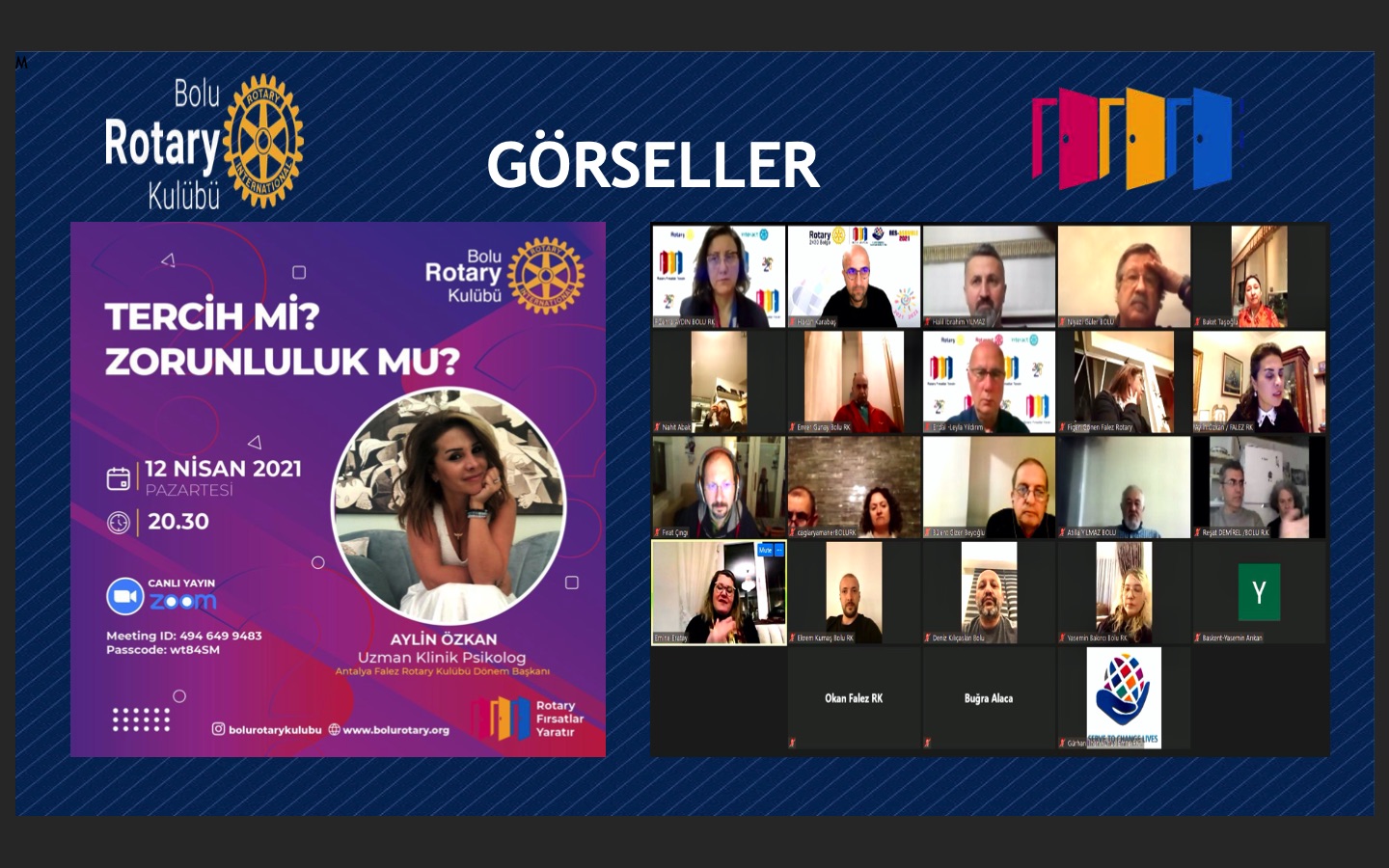 Bolu Rotary Kulübü  '' TERCİH Mİ ? ZORUNLULUK MU ? '' 12/04/2021