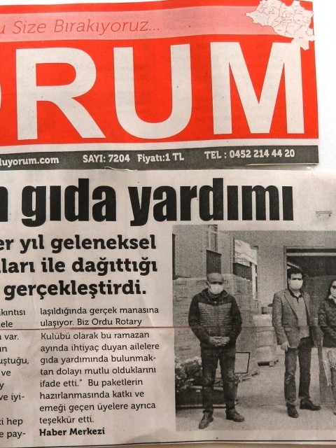 ORDU ROTARY KULÜBÜ RAMAZAN PAKETİ YARDIMI BASIN HABERLERİ