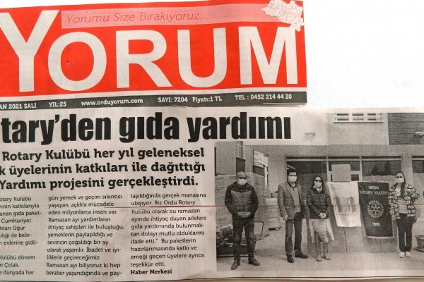 ORDU ROTARY KULÜBÜ RAMAZAN PAKETİ YARDIMI BASIN HABERLERİ