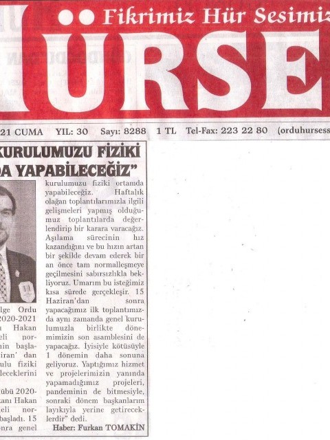 Ordu Rotary Kulübü Başkanı Rtn. Hakan Çolak’ın bu haftaki başkan mektubu basında yer aldı.