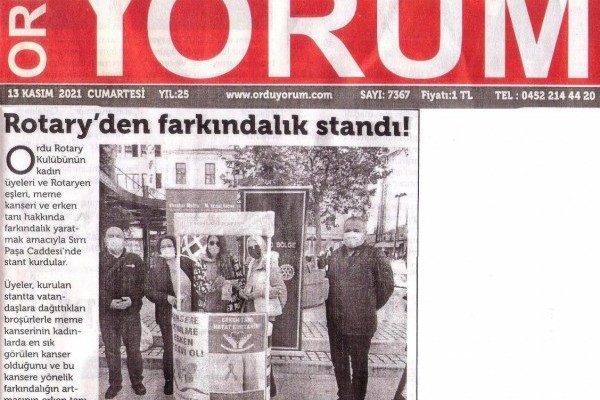 ORDU ROTARY’DEN MEME KANSERİNE KARŞI FARKINDALIK VE BİLİNÇLENDİRME