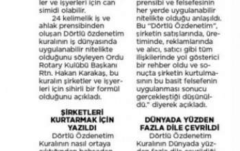 Dörtlü Özdenetim ile ilgili basında çıkan Haberlerimiz…