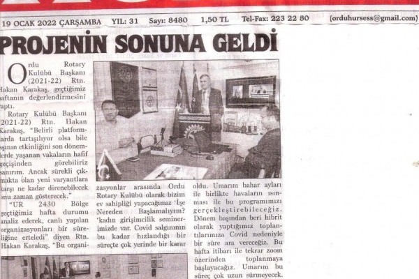 Ordu Rotary Kulübü Başkanımız Rtn.Hakan Karakaş'ın mesajı basında yer aldı.