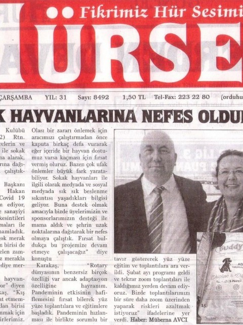 ORDU ROTARY KULÜBÜNÜN CAN DOSTLARA DESTEK ETKİNLİĞİ BASINDA YER ALDI.