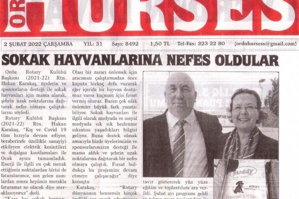 ORDU ROTARY KULÜBÜNÜN CAN DOSTLARA DESTEK ETKİNLİĞİ BASINDA YER ALDI.