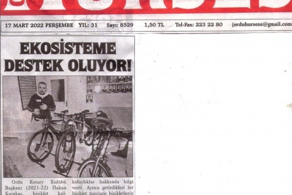 Ordu Rotary Kulübü Başkanı Rtn. Hakan Karakaş’ın bisikletle ilgili mesajı basında yer aldı.